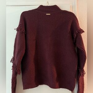 Michael Kors Burgundy Fringe Pullover Sweater Women’s